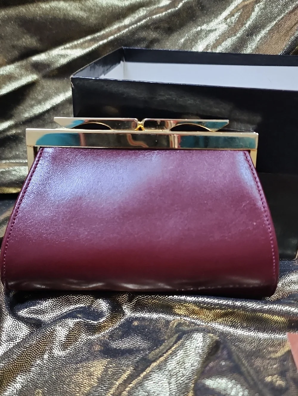 Givenchy Women's Burgundy Leather Frame Kiss Clasp Bag